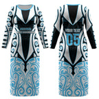 Custom Aotearoa Ngati Kahungunu Couples Matching Long Sleeve Bodycon Dress and Long Sleeve Button Shirt New Zealand Traditional Maori Pattern