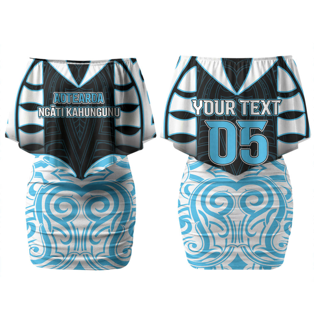 Custom Aotearoa Ngati Kahungunu Couples Matching Off Shoulder Short Dress and Hawaiian Shirt New Zealand Traditional Maori Pattern
