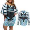 Custom Aotearoa Ngati Kahungunu Couples Matching Off Shoulder Short Dress and Long Sleeve Button Shirt New Zealand Traditional Maori Pattern