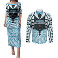 Custom Aotearoa Ngati Kahungunu Couples Matching Puletasi and Long Sleeve Button Shirt New Zealand Traditional Maori Pattern