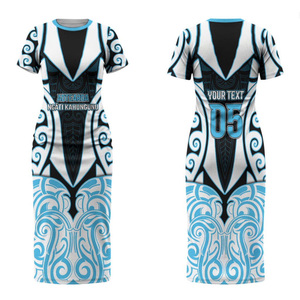 Custom Aotearoa Ngati Kahungunu Couples Matching Short Sleeve Bodycon Dress and Long Sleeve Button Shirt New Zealand Traditional Maori Pattern
