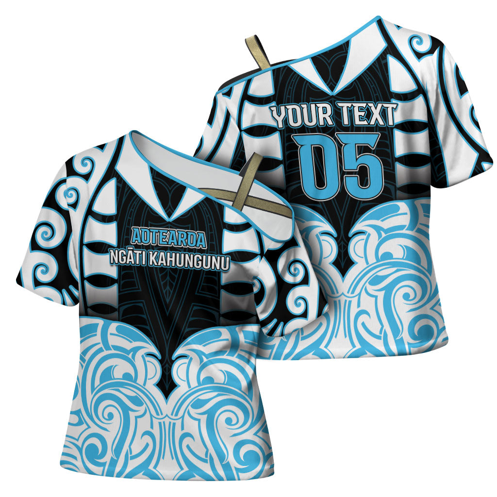 Custom Aotearoa Ngati Kahungunu Cross Shoulder Shirt New Zealand Traditional Maori Pattern