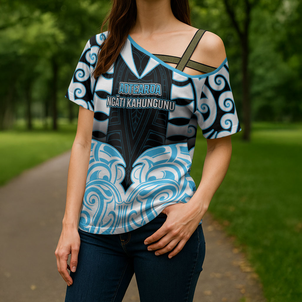 Custom Aotearoa Ngati Kahungunu Cross Shoulder Shirt New Zealand Traditional Maori Pattern