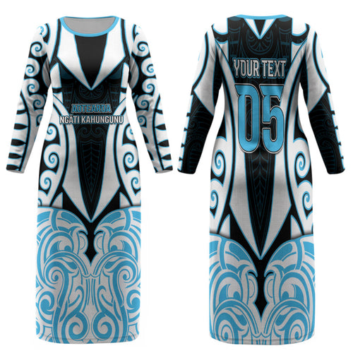 Custom Aotearoa Ngati Kahungunu Family Matching Long Sleeve Bodycon Dress and Hawaiian Shirt New Zealand Traditional Maori Pattern