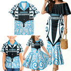 Custom Aotearoa Ngati Kahungunu Family Matching Mermaid Dress and Hawaiian Shirt New Zealand Traditional Maori Pattern