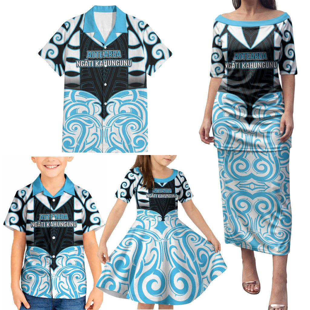 Custom Aotearoa Ngati Kahungunu Family Matching Puletasi and Hawaiian Shirt New Zealand Traditional Maori Pattern