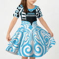 Custom Aotearoa Ngati Kahungunu Kid Short Sleeve Dress New Zealand Traditional Maori Pattern