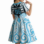 Custom Aotearoa Ngati Kahungunu Kid Short Sleeve Dress New Zealand Traditional Maori Pattern