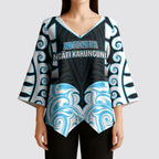 Custom Aotearoa Ngati Kahungunu Kimono Sleeve Blouse New Zealand Traditional Maori Pattern