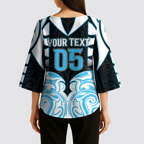 Custom Aotearoa Ngati Kahungunu Kimono Sleeve Blouse New Zealand Traditional Maori Pattern