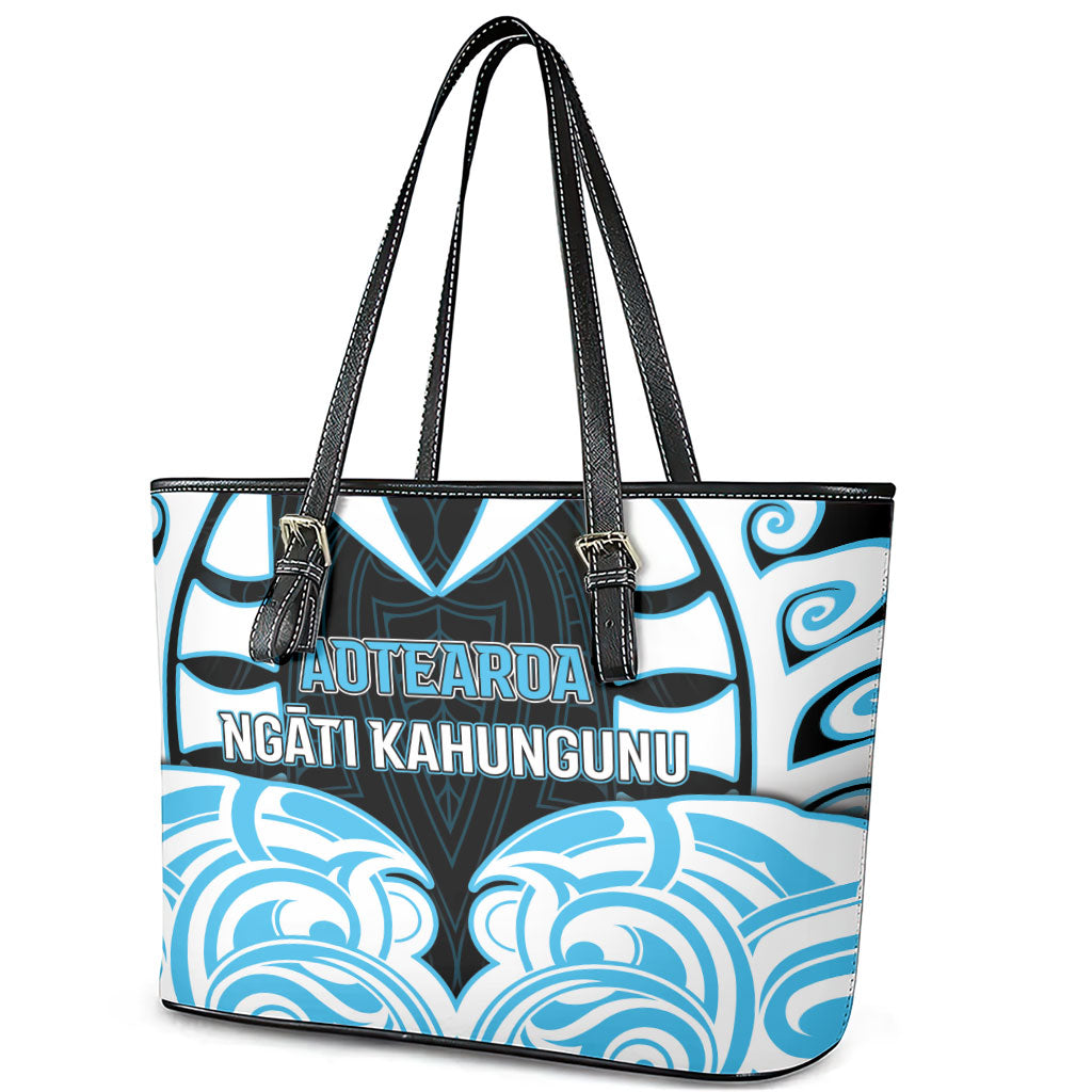 Aotearoa Ngati Kahungunu Leather Tote Bag New Zealand Traditional Maori Pattern
