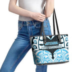 Aotearoa Ngati Kahungunu Leather Tote Bag New Zealand Traditional Maori Pattern