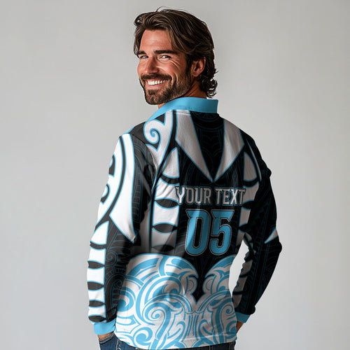 Custom Aotearoa Ngati Kahungunu Long Sleeve Polo Shirt New Zealand Traditional Maori Pattern