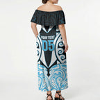 Custom Aotearoa Ngati Kahungunu Off Shoulder Maxi Dress New Zealand Traditional Maori Pattern