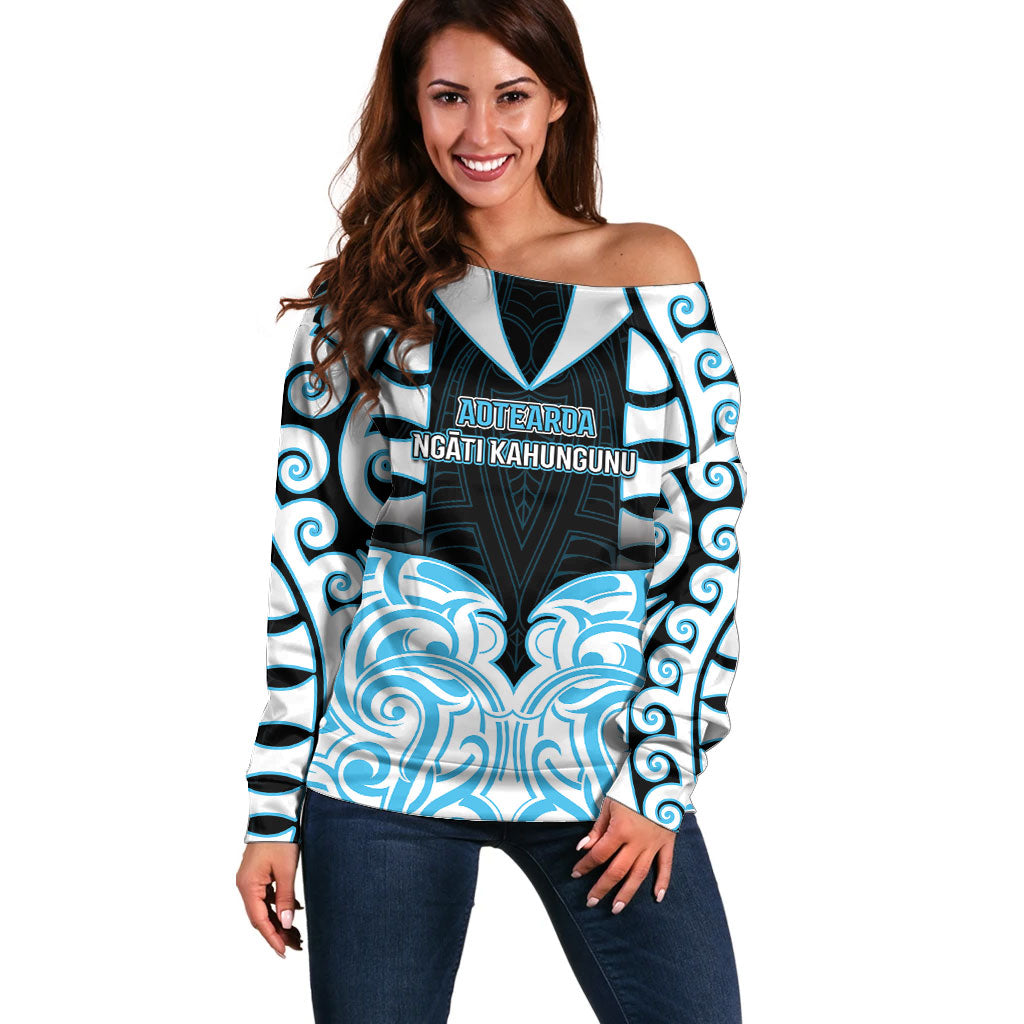 Custom Aotearoa Ngati Kahungunu Off Shoulder Sweater New Zealand Traditional Maori Pattern