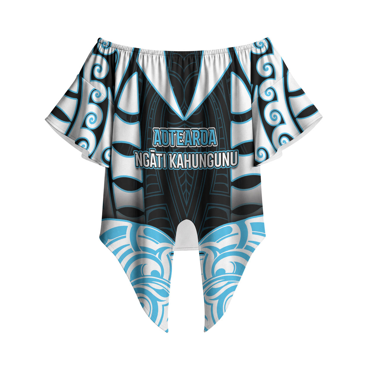 Custom Aotearoa Ngati Kahungunu Off Shoulder Wrap Waist Top New Zealand Traditional Maori Pattern
