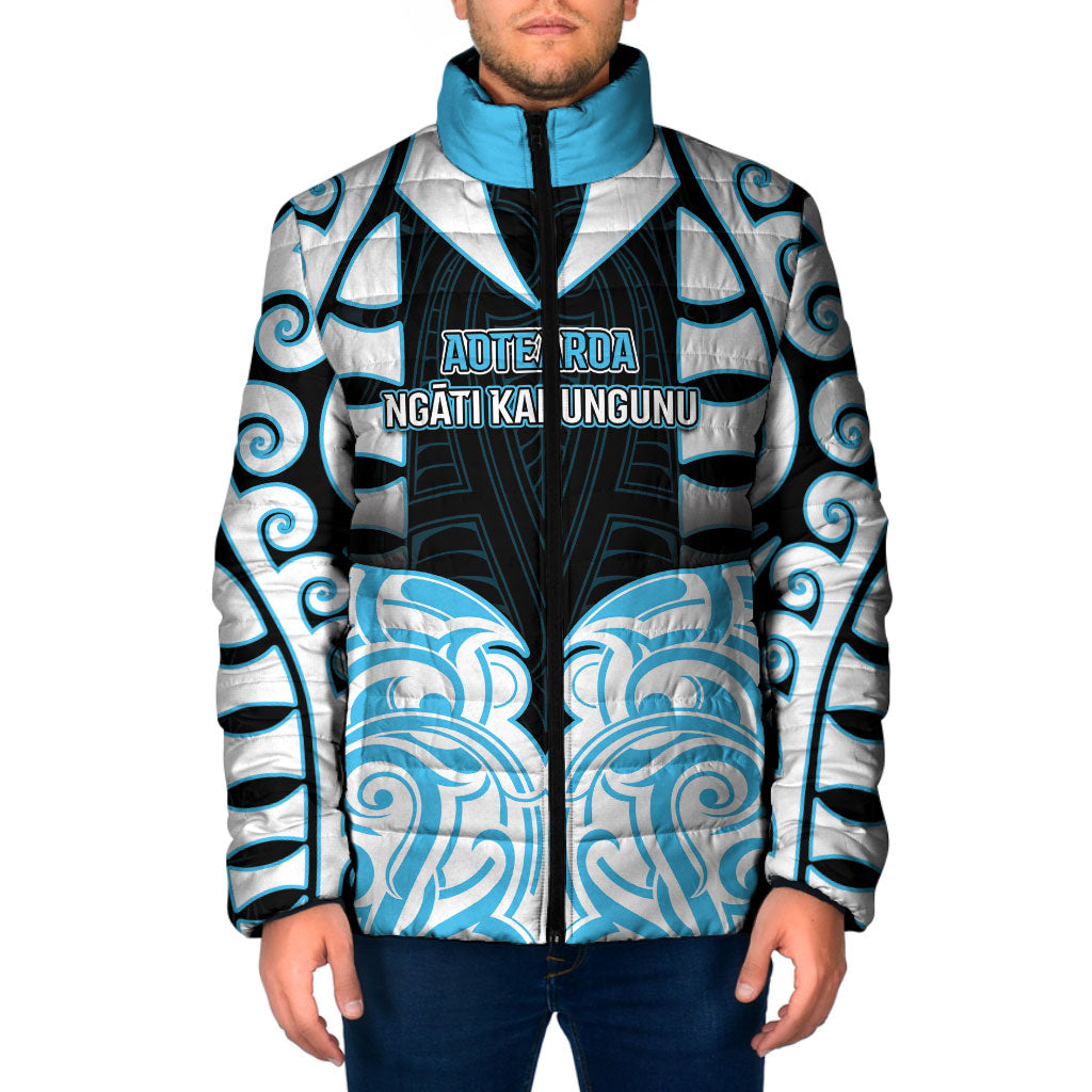 Custom Aotearoa Ngati Kahungunu Padded Jacket New Zealand Traditional Maori Pattern