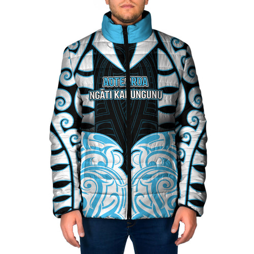 Custom Aotearoa Ngati Kahungunu Padded Jacket New Zealand Traditional Maori Pattern