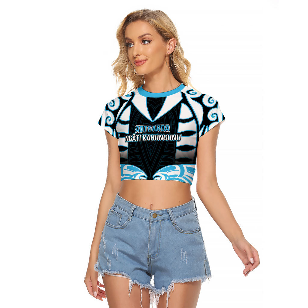 Custom Aotearoa Ngati Kahungunu Raglan Cropped T Shirt New Zealand Traditional Maori Pattern
