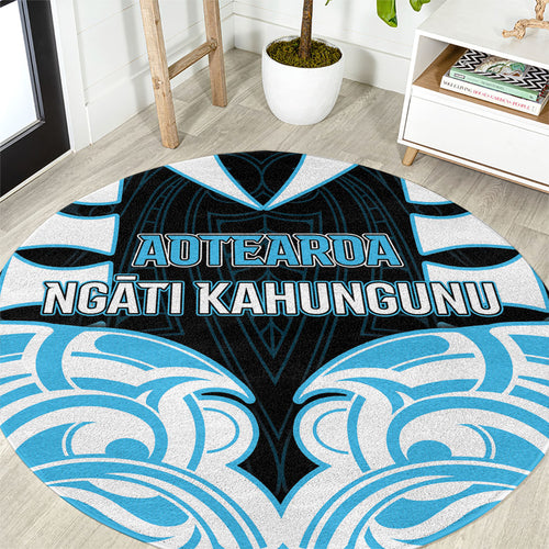 Aotearoa Ngati Kahungunu Round Carpet New Zealand Traditional Maori Pattern