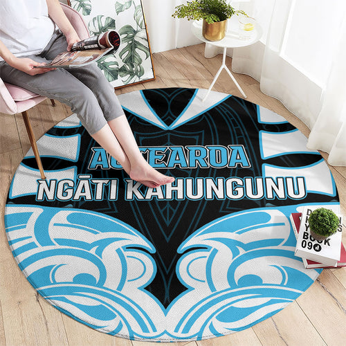Aotearoa Ngati Kahungunu Round Carpet New Zealand Traditional Maori Pattern