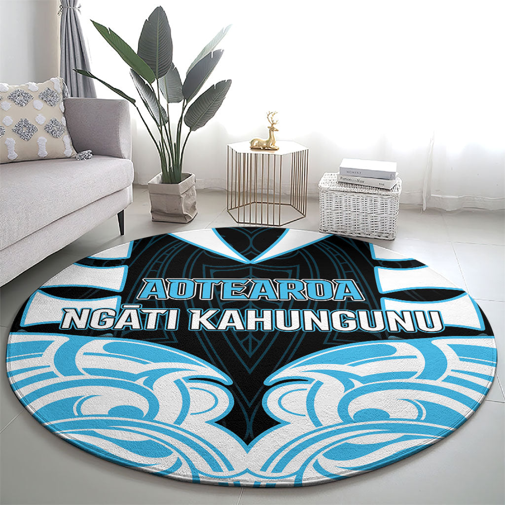 Aotearoa Ngati Kahungunu Round Carpet New Zealand Traditional Maori Pattern