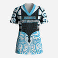 Custom Aotearoa Ngati Kahungunu Scrub Top New Zealand Traditional Maori Pattern