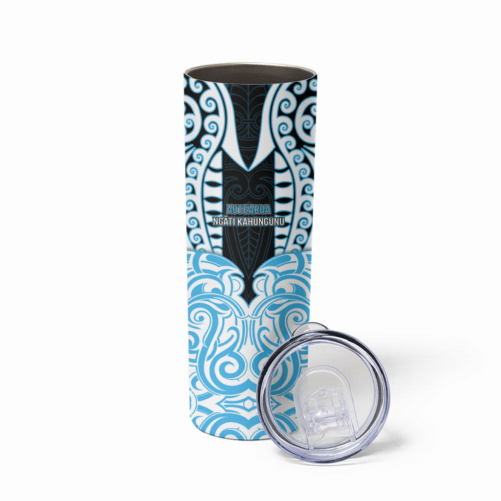 Custom Aotearoa Ngati Kahungunu Skinny Tumbler New Zealand Traditional Maori Pattern