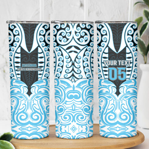 Custom Aotearoa Ngati Kahungunu Skinny Tumbler New Zealand Traditional Maori Pattern