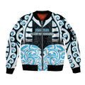Custom Aotearoa Ngati Kahungunu Sleeve Zip Bomber Jacket New Zealand Traditional Maori Pattern
