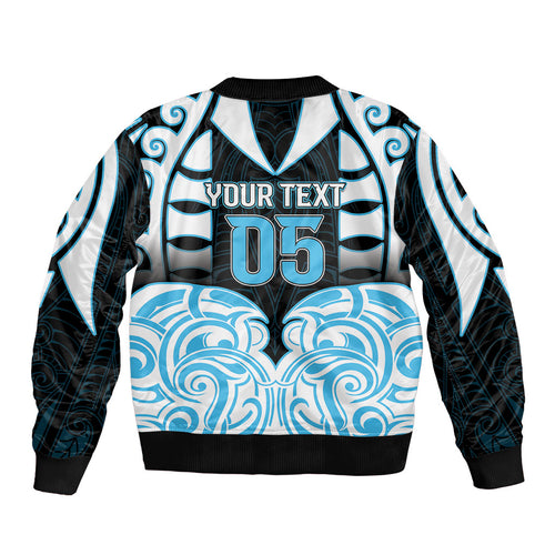 Custom Aotearoa Ngati Kahungunu Sleeve Zip Bomber Jacket New Zealand Traditional Maori Pattern
