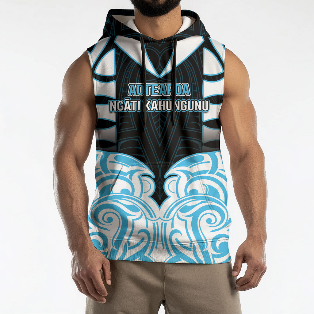 Custom Aotearoa Ngati Kahungunu Sleeveless Hoodie New Zealand Traditional Maori Pattern