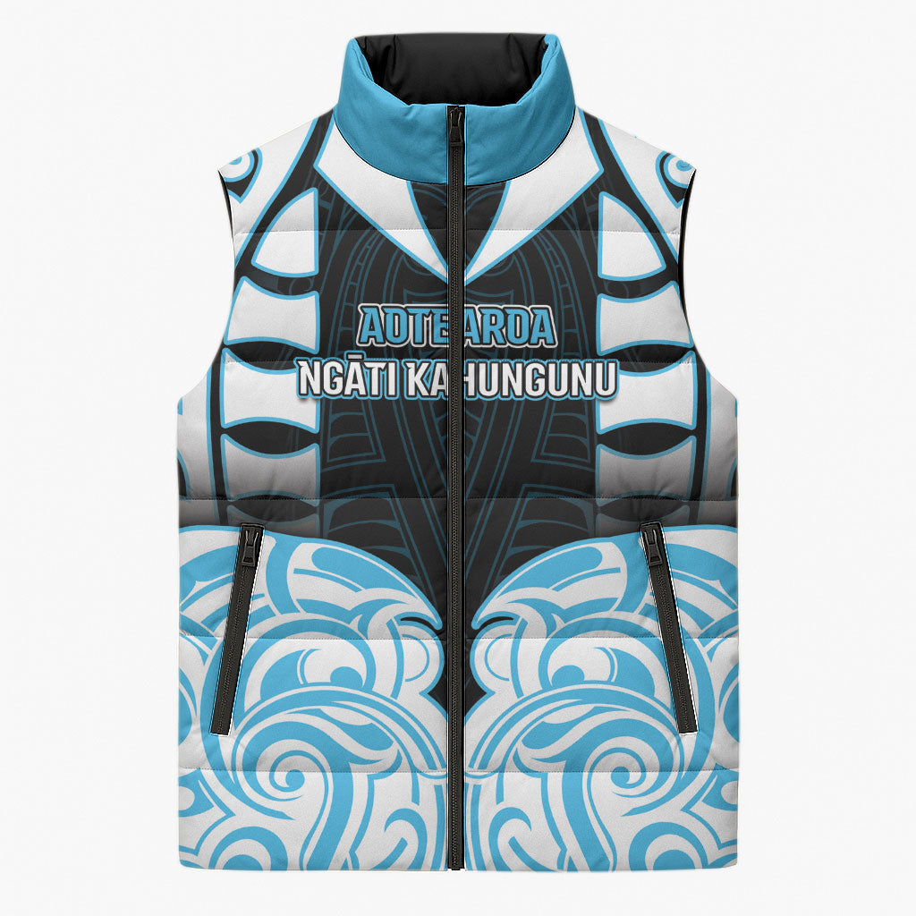 Custom Aotearoa Ngati Kahungunu Sleeveless Puffer Jacket New Zealand Traditional Maori Pattern