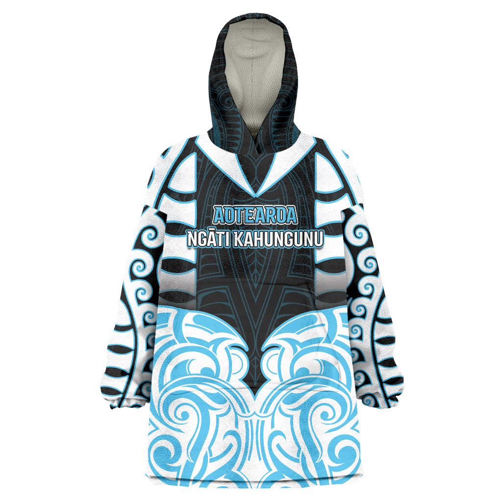 Custom Aotearoa Ngati Kahungunu Wearable Blanket Hoodie New Zealand Traditional Maori Pattern