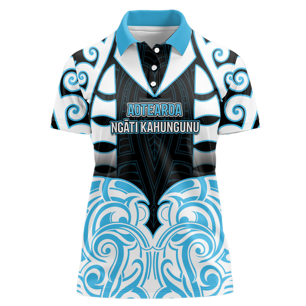 Custom Aotearoa Ngati Kahungunu Women Polo Shirt New Zealand Traditional Maori Pattern