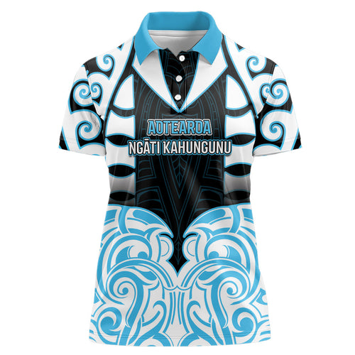 Custom Aotearoa Ngati Kahungunu Women Polo Shirt New Zealand Traditional Maori Pattern