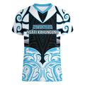 Custom Aotearoa Ngati Kahungunu Women V-Neck T-Shirt New Zealand Traditional Maori Pattern