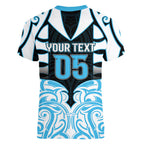 Custom Aotearoa Ngati Kahungunu Women V-Neck T-Shirt New Zealand Traditional Maori Pattern
