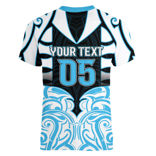 Custom Aotearoa Ngati Kahungunu Women V-Neck T-Shirt New Zealand Traditional Maori Pattern