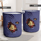 ANZAC Day Laundry Basket Poppy Flowers Ripped Fabric Effect