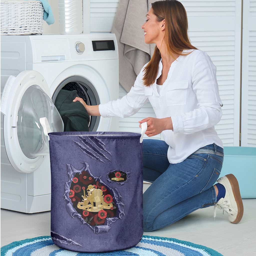 ANZAC Day Laundry Basket Poppy Flowers Ripped Fabric Effect