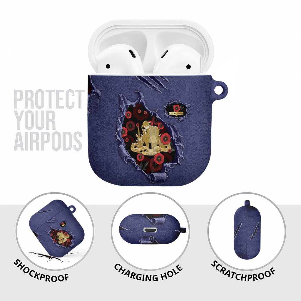 ANZAC Day AirPods Case Poppy Flowers Ripped Fabric Effect