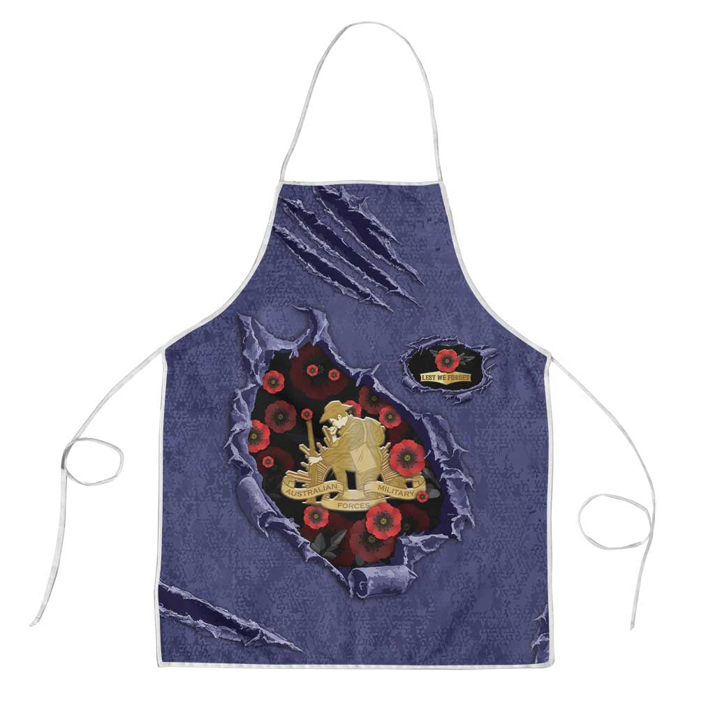 ANZAC Day Apron Poppy Flowers Ripped Fabric Effect