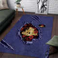 ANZAC Day Area Rug Poppy Flowers Ripped Fabric Effect