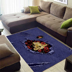 ANZAC Day Area Rug Poppy Flowers Ripped Fabric Effect