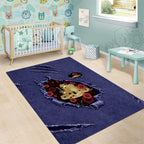 ANZAC Day Area Rug Poppy Flowers Ripped Fabric Effect