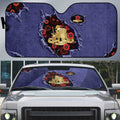 ANZAC Day Auto Sun Shade Poppy Flowers Ripped Fabric Effect