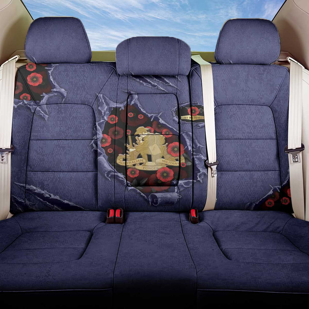 ANZAC Day Back Car Seat Cover Poppy Flowers Ripped Fabric Effect
