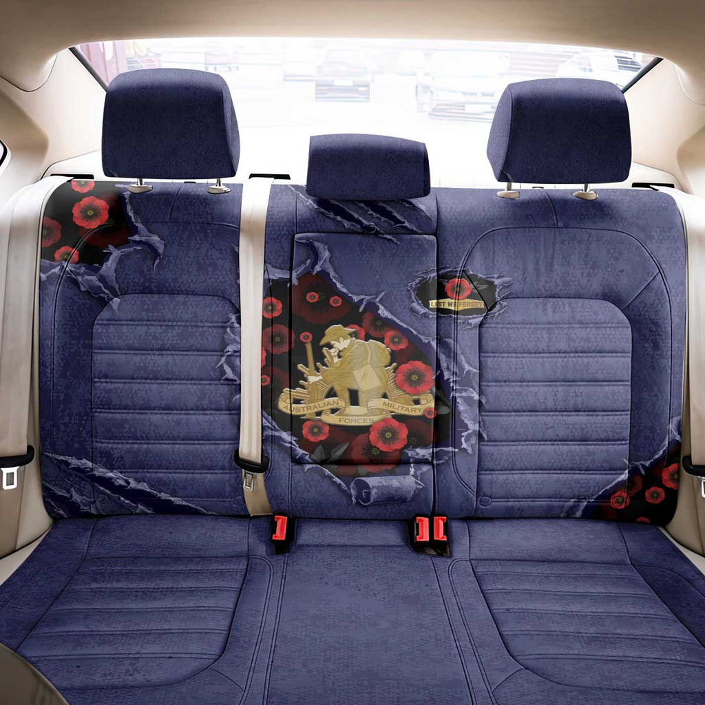 ANZAC Day Back Car Seat Cover Poppy Flowers Ripped Fabric Effect