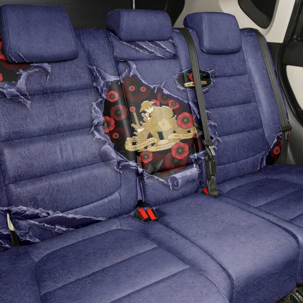 ANZAC Day Back Car Seat Cover Poppy Flowers Ripped Fabric Effect